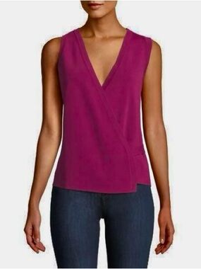 Theory Faux Wrap Tank in Magenta